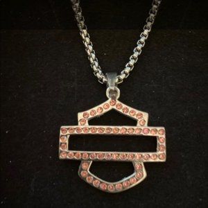 Harley Davidson pink rhinestone necklace
